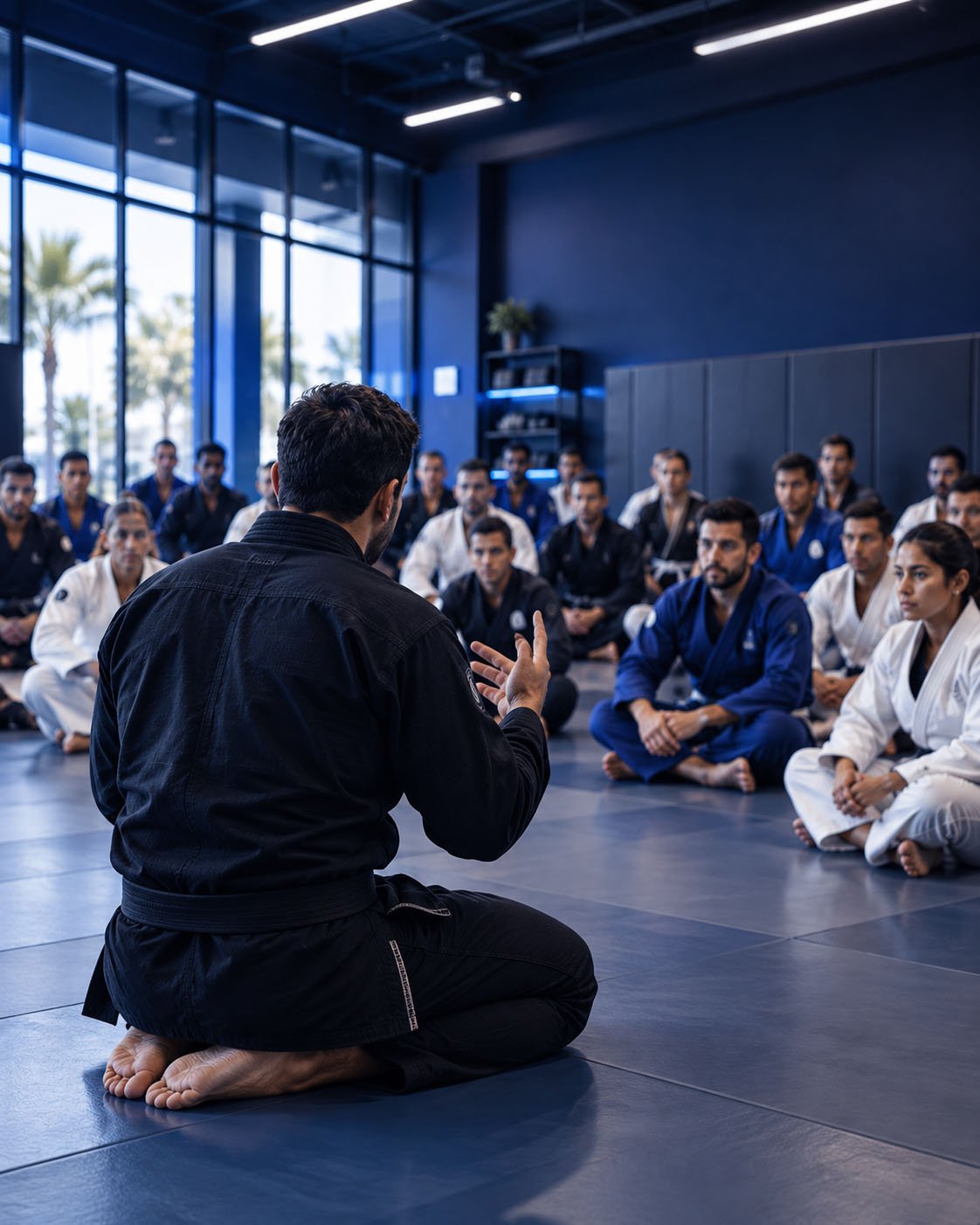 Brazilian Jiu-Jitsu students training in a martial arts academy